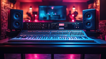 A Professional Sound Studio Featuring Audio Equipment And Monitors