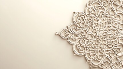 Fototapeta premium Elegant Cream Ornate Floral Wall Design