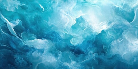 Abstract blue and white swirling ink texture.