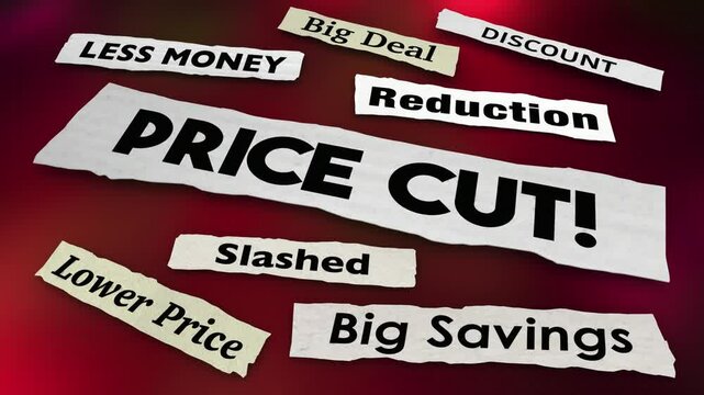 Price Cut News Headlines Big Savings Deal Reduced Costs Money Discount 3d Animation