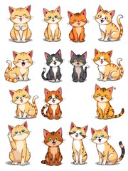 Obraz premium Adorable Group of Playful Kittens in Various Poses and Colors Capturing Joyful Feline Antics