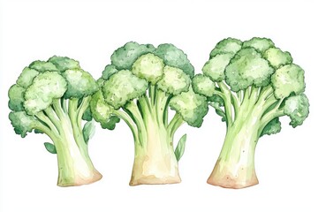 A vibrant illustration of fresh broccoli, showcasing its lush green color and distinct shape. Perfect for healthy eating concepts and vegetable recipes.
