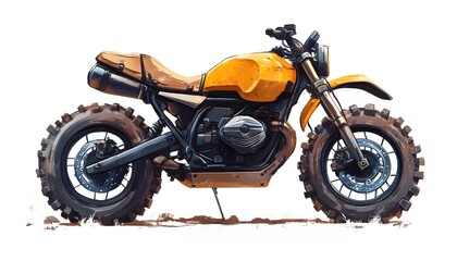 Fototapeta premium Yellow off road motorcycle with large knobby tires