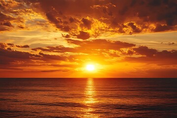 Obraz premium Beautiful sunset above the sea - Vintage filter and boost up color processing