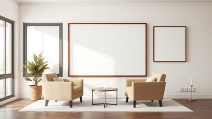 Fototapeta premium Minimalist White Wall with Soft Natural Light Creating an Inviting and Calm Atmosphere in Space