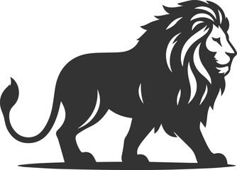 A lion walking slowly with its head lowered vector