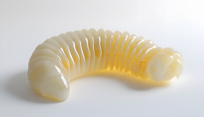 Naklejka premium Sliced and arranged longan fruit on a plain white background