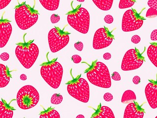 Vibrant and Lush Pattern of Fresh Strawberries Showcasing Their Bright Red Color and Natural Beauty