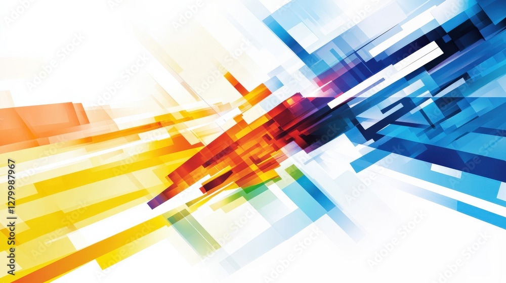 Poster vibrant abstract composition showcasing dynamic lines and colors in a modern design setting