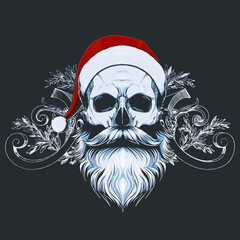 Christmas digital visual art with skull theme 