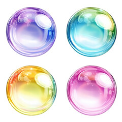 Colorful Soap Bubbles Collection on a Transparent Background