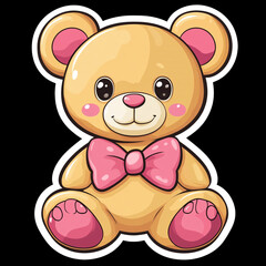 Obraz premium Adorable Snuggly Teddy Bear with a Bow in Anime Style Perfect for Kids and Collectors Cute Plush Toy for Comfort and Joy Ideal Gift for Birthdays and Special Occasions