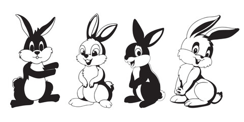 black rabbit vector illustration on white background