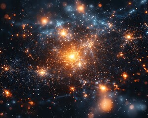 Fototapeta premium Cosmic Network, Data Flow, Background Space