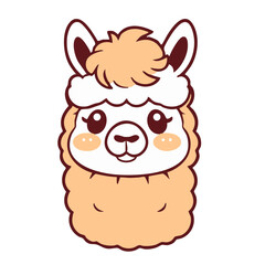A cute alpaca illustration in orange