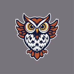 A cute happy lovely joyful owl illustration , logo
