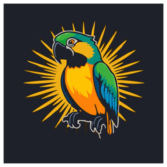A cute happy lovely joyful parrot illustration 