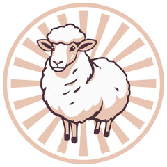 A sheep logo, white wool illustration 