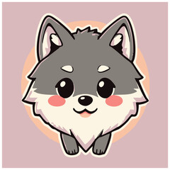 A cute happy lovely joyful wolf illustration 