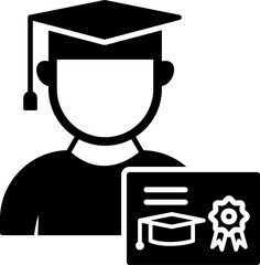 Certificate, diploma, degree icon. Black vector graphics.