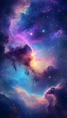 Naklejka premium A stunning celestial view of a gorgeous vibrant nebula in space