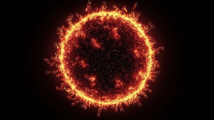 An abstract representation of a glowing sun with fiery halos and vibrant colors against a dark backdrop.