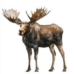 Obraz premium Moose grazing in natural habitat wildlife photography forest environment close-up view