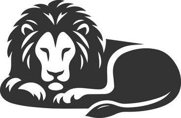 A lion resting its head on its paws in sadness vector animal silhouette