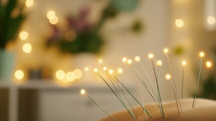 Nerve therapy being applied in a cozy therapy room by a professional therapist. Featuring healing and relaxation