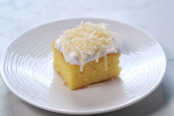 Sliced Sponge Cake , fresh baked fluffy cake with cheese topping