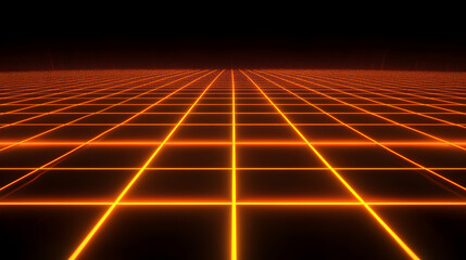 grid with glowing edges and a deep black background 