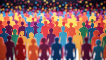 Obraz premium Paper craft of colorful crowd embracing diversity