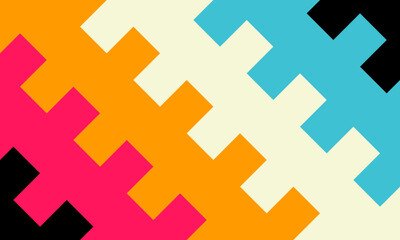 Obraz premium Colorful geometric background with interlocking plus shapes for vibrant designs