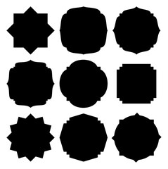 Assorted decorative emblem silhouette collection with various shapes