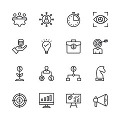 A set of icons that include a person holding a stack of money
