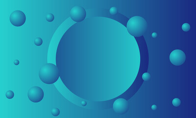 Modern gradient background with spheres and concentric circle shapes
