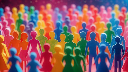 Paper craft of colorful crowd embracing diversity