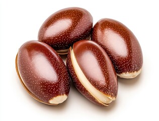 Obraz premium Pile of Speckled Brown Seeds with White Accents on a Plain White Background