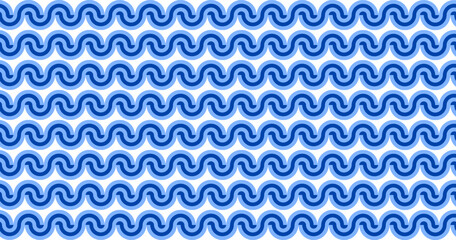 Blue curved lines pattern, nautical seamless repeating backdrop design