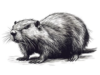 Detailed Ink Drawing of a Coati