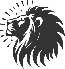 A lion looking up at the sky in grief vector animal silhouette