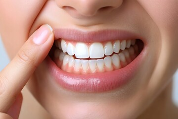Obraz premium Woman checking painful tooth