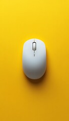 White Computer Mouse on Yellow Background
