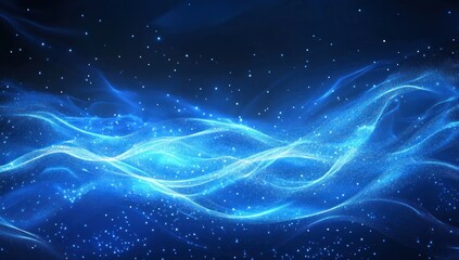 Fototapeta premium Abstract blue glowing wave energy background.