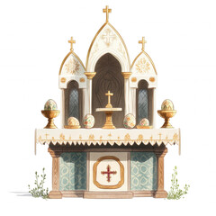 Obraz premium Religious Easter clipart – church altar decorated for Easter