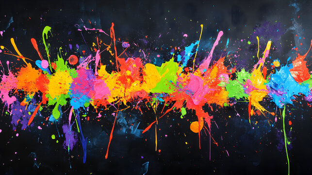 neon paint on a dark background creating a contrast of vivid color pops 