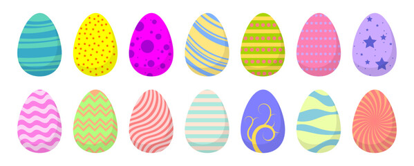 Festive row of easter eggs with decorative designs for holiday celebrations