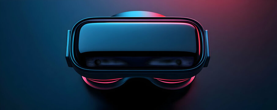 Futuristic VR headset in neon light.
