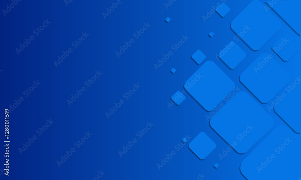 Poster cobalt cascade, an array of geometric shapes on deep blue gradient canvas