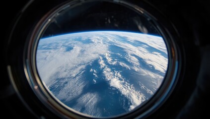 Fototapeta premium Earth seen from space through a spaceship window